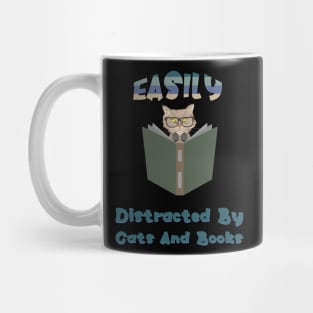 Easily Distracted By Cats And Books Mug